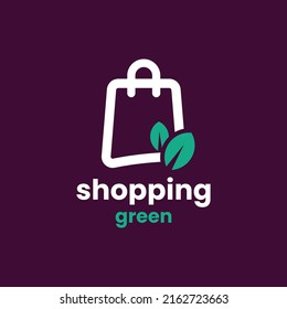 Green with Shopping logo design vector graphic symbol icon sign illustration creative idea