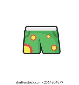 green short pants in outline flat vector design.