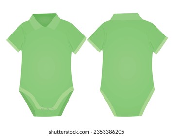 Green short sleeve collar baby bodysuit. vector illustration
