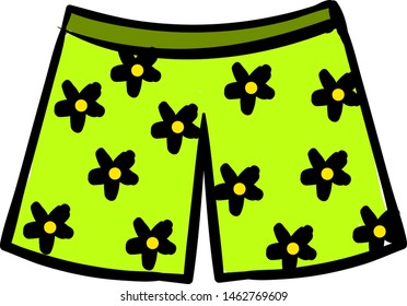 Pantalones cortos verdes, ilustración, vector sobre fondo blanco.