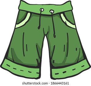 Grüne kurze Hosen, Illustration, Vektorgrafik auf weißem Hintergrund.