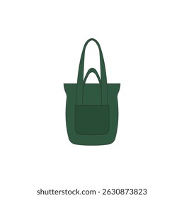 Green shoulder bag vector illustration on white background. Lifestyle accessories