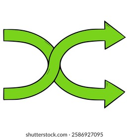 green shuffle icon illustration hand drawn isolated vector
