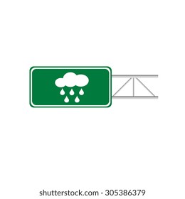 Green sign cloud and rain