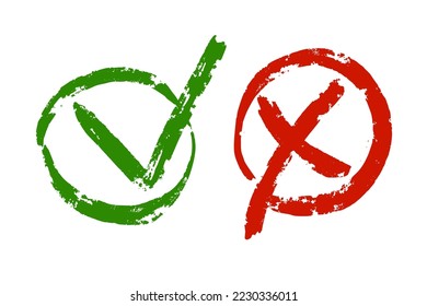 El signo verde es correcto, verdadero, hecho y rojo es incorrecto, error. Icono. Por tu diseño.