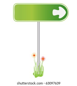 Green sign for direction