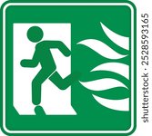 Green Sign Fire Exit. Vector Icon. Fire Emergency Evacuation Symbol. Man Running to Fire Exit Door. Emergency Situation