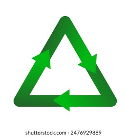 Green sign recycling - triangular arrows - vector icon	