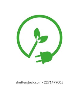 green sign socket leaf circle. Green energy. Vector illustration.