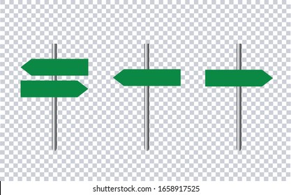 Green sign street big set. Isolated transparent background, Vector Illustration.