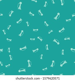 Green Signal horn on vehicle icon isolated seamless pattern on green background.  Vector Illustration