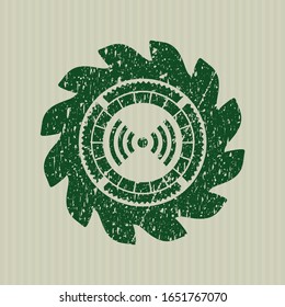 Green signal icon with rubber seal texture