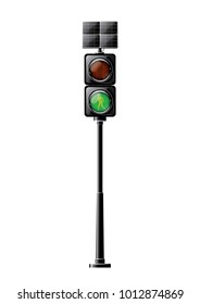 Green signal, Solar traffic lights for people crosswalk isolated on white background, design concept for start up, business solutions,development and innovation, creativity, icon, Vector,eps10