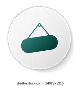 Green Signboard hanging icon isolated on white background. Suitable for advertisements bar, cafe, pub, restaurant. White circle button. Vector Illustration