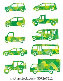 green silhouette of car