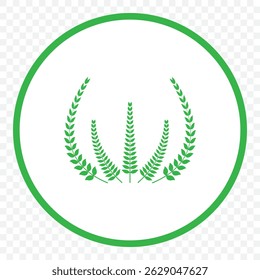 Green silhouette circular laurel foliate, wheat and oak wreaths depicting an award, achievement, heraldry, nobility on white background. Emblem floral greek branch flat style - stock vector. EPS 10.