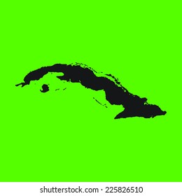 Green Silhouette of the Country Cuba