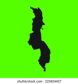 Green Silhouette of the Country Malawi