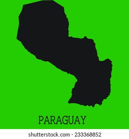 Green Silhouette of the Country Paraguay