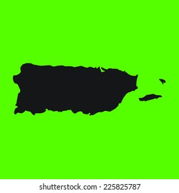 Green Silhouette of the Country Puerto Rico