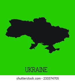 Green Silhouette of the Country Ukraine