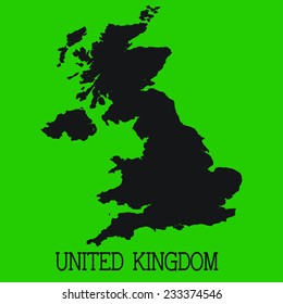 Green Silhouette of the Country United Kingdom