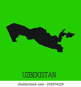 Green Silhouette of the Country Uzbekistan
