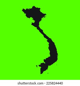 Green Silhouette of the Country Vietnam