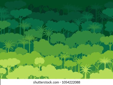 Green silhouette forest abstract background.Nature and environment conservation concept flat design.Vector illustration.