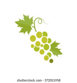 Green silhouette of grapes. Vector illustration.