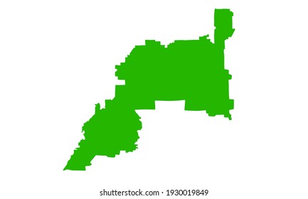 Green silhouette of Henderson's city map in nevada on white background