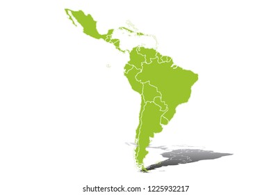 Green silhouette of Latin America.