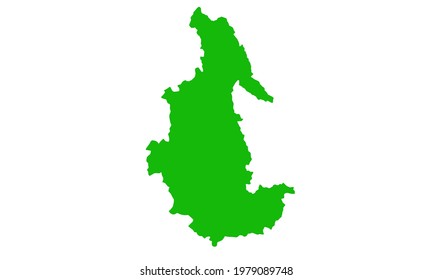 Green silhouette of map of Ayacucho city in Peru