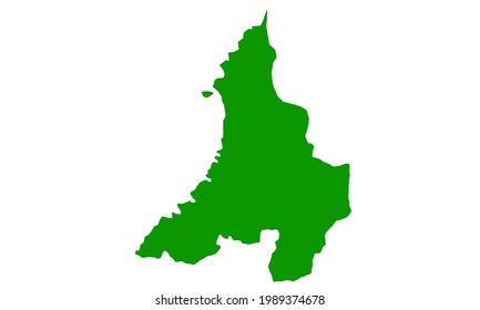 Green silhouette map of Cilegon city in Banten
