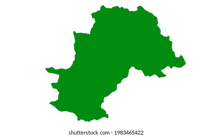 Green silhouette map of the city of Campinas in southern Brazil