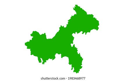 Green silhouette of a map of the city of Chongqing in China