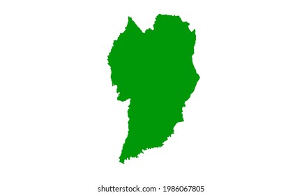 Green silhouette of map of the city of Curitiba in Brazil on white background