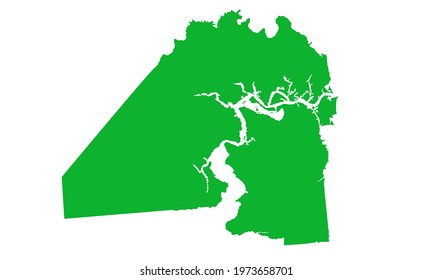 Green silhouette of a map of the city of Jacksonville in Florida