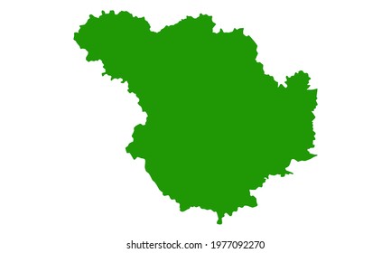 Green silhouette of map of the city of Leeds in Great Britain