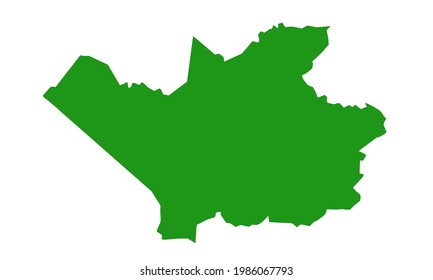 Green silhouette of a map of the city of Leverkusen in Germany on white background