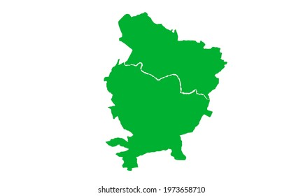green silhouette map of the city of Lucknow in India