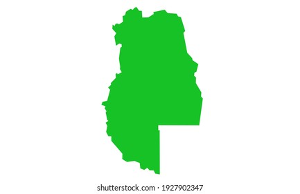 Green silhouette of a map of the city of Mendoza in Argentina on a white background