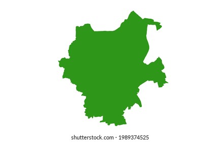 Green silhouette map of the city of Monchengladbach in Germany