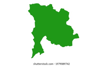 Green silhouette map of the city of Mumias in Kenya