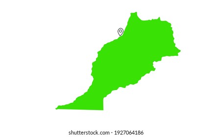 Green silhouette of map of the city of Rabat in Morocco on a white background