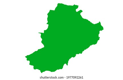 Green silhouette of map of the city of Ribeirao Preto in Brazil