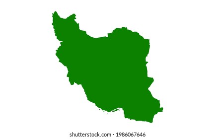 green silhouette map of the country of Iran in the middle east on white background