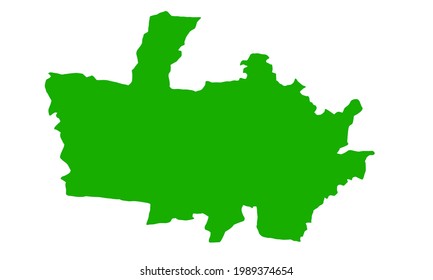 Green silhouette map of Depok City in Indonesia