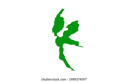 carte en silhouette verte de l'île de Halmahera dans le nord de Maluku