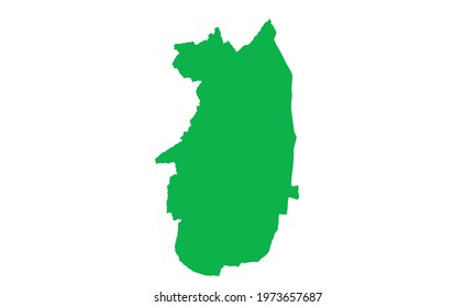 Green silhouette of map of the island of Madeira in Portugal